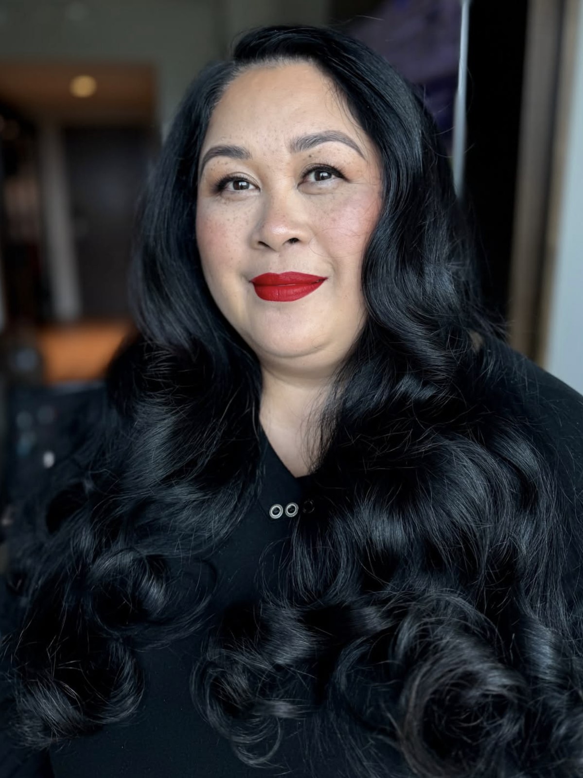 Sia Mia hair and makeup — red lip glam