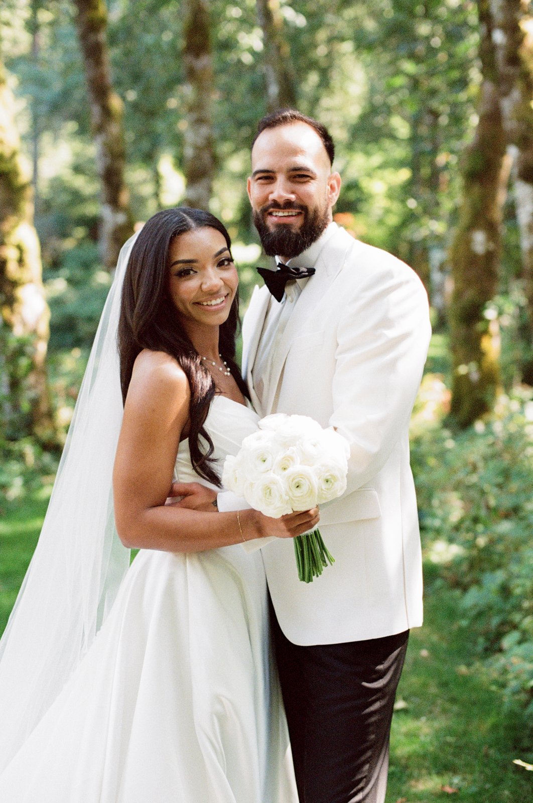 Wedding couple portrait in the forest — bridal makeup by Sia Mia