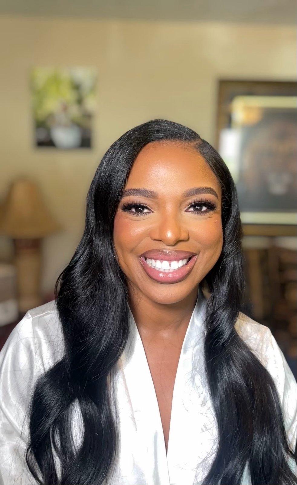 Soft glam with body waves — makeup and hair by Sia Mia